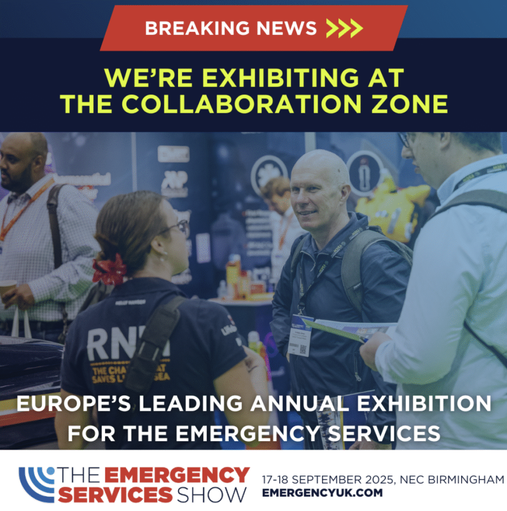 A poster showing people from the emergency services talking to each other
